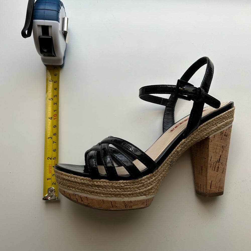 Prada Black Strappy Cork Platform Sandal - Picture 8 of 9